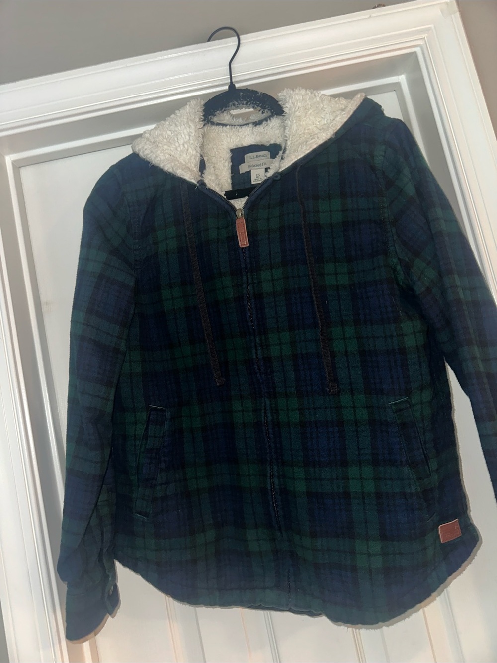 LL Bean Scotch Plaid Flannel Shirt, Sherpa-Lined Zip Hoodie